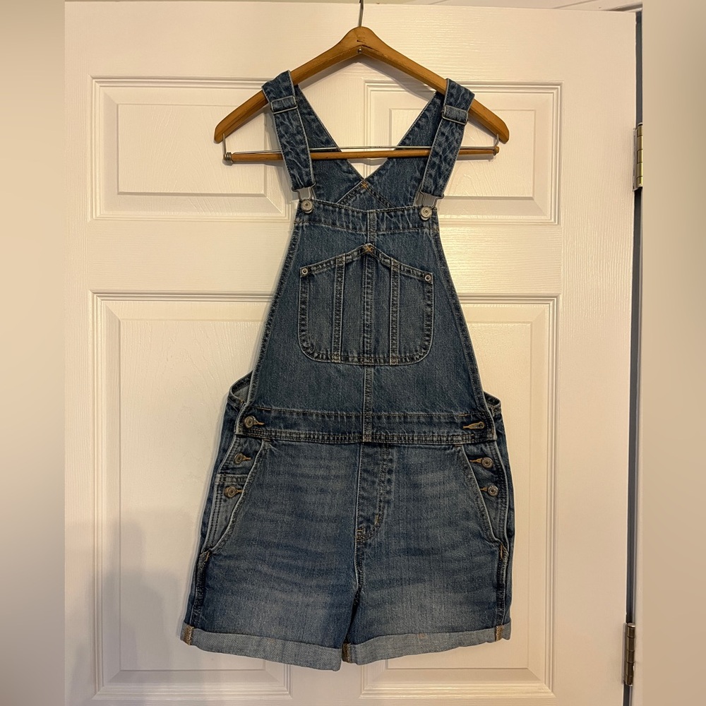 Old Navy Blue Denim Shortalls with Adjustable Straps